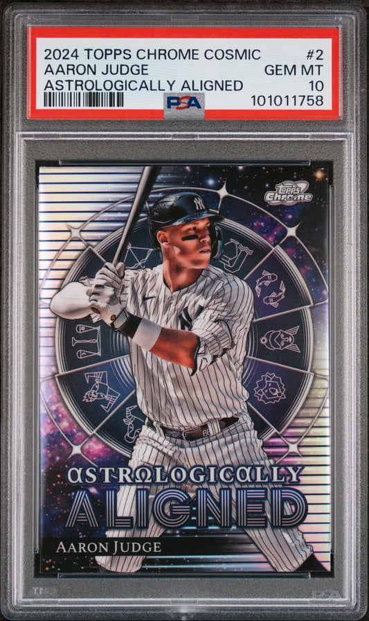 Graded 2024 Topps Chrome Cosmic Aaron Judge #2 Astrologically Aligned Baseball Card PSA 10 Gem Mint