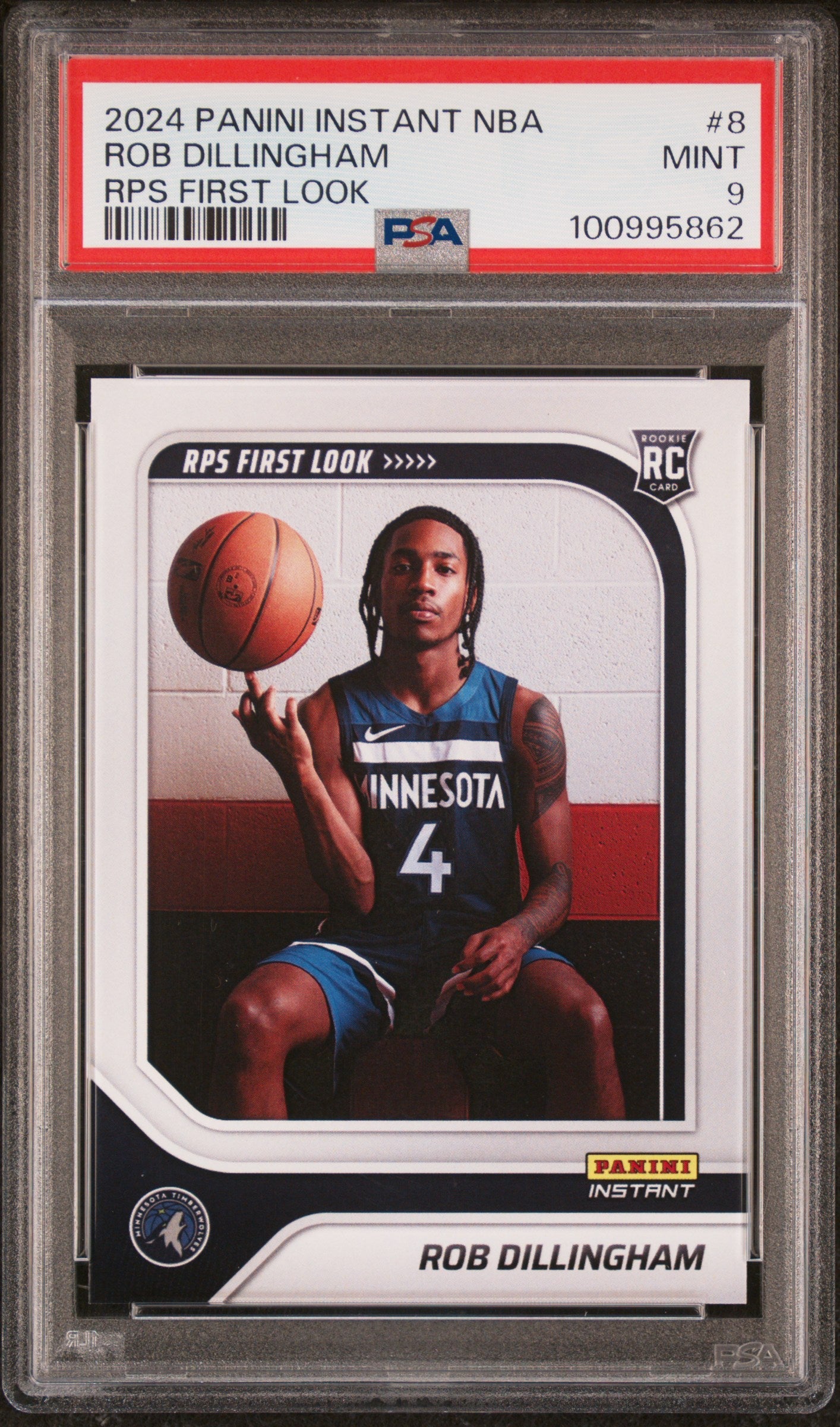 Graded 2024 Panini Instant NBA Rob Dillingham #8 RPS First Look Rookie RC Basketball Card PSA 9 Mint