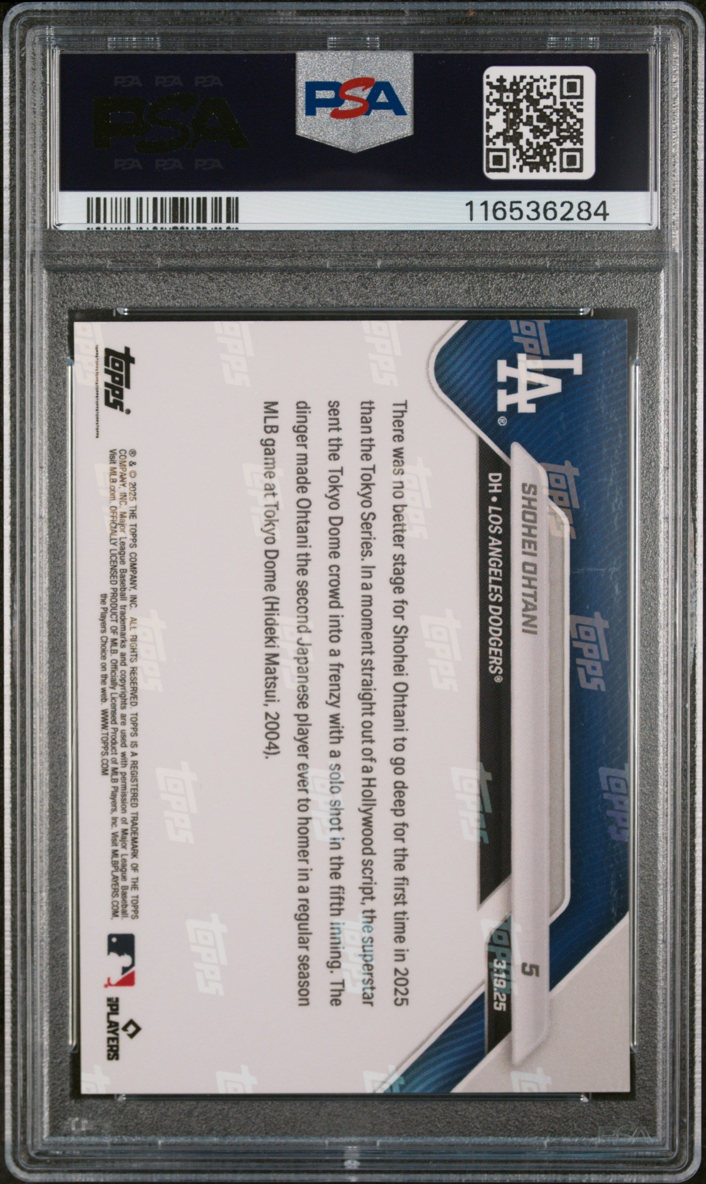 Graded 2025 Topps Now Shohei Ohtani #5 Baseball Card PSA 10 Gem Mint