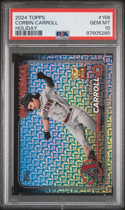 Graded 2024 Topps Corbin Carroll #156 Holiday Rookie Gold Cup Baseball Card PSA 10 Gem Mint