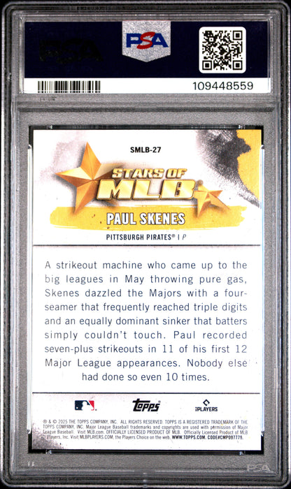 Graded 2025 Topps Paul Skenes #SMLB27 Stars of MLB Baseball Card PSA 10 Gem Mint