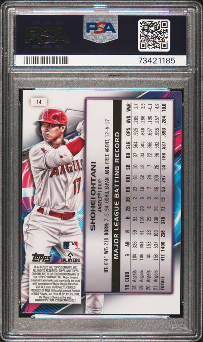 Graded 2022 Topps Cosmic Chrome Shohei Ohtani #14 Baseball Card PSA 10 Gem Mint