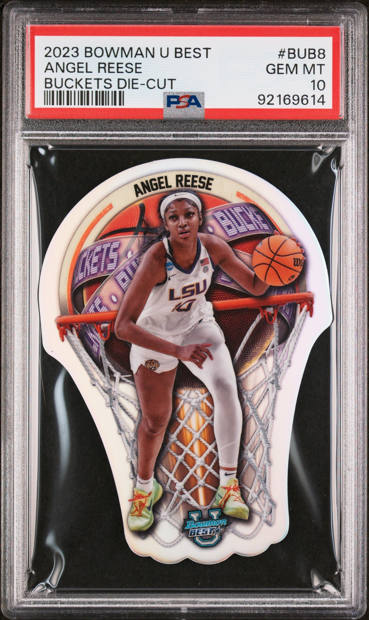 Graded 2023 Topps Bowman U Best Angel Reese #BUB8 Buckets Die Cut Rookie RC Basketball Card PSA 10 Gem Mint
