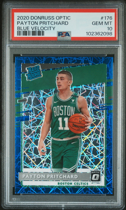 Graded 2020 Panini Donruss Optic Payton Pritchard #176 Blue Velocity Rookie RC Basketball Card PSA 10 Gem Mint