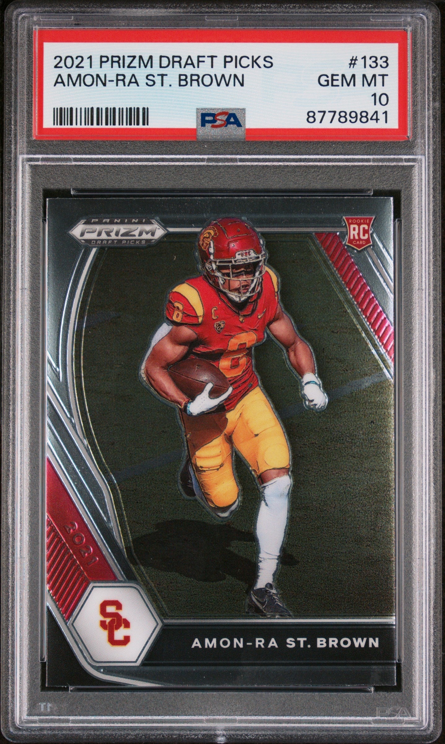 Graded 2021 Panini Prizm DP Amon-Ra St. Brown #133 Rookie RC Football Card PSA 10 Gem Mint