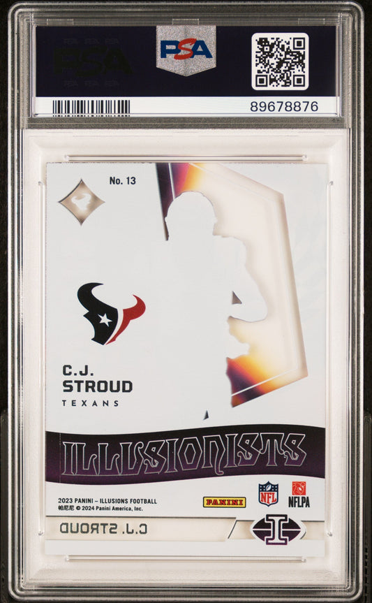 Graded 2023 Panini Illusions CJ Stroud #13 Illusionists Mosaic Rookie RC Football Card PSA 10 Gem Mint