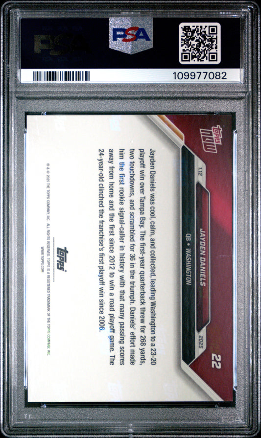 Graded 2024 Topps Now Jayden Daniels #22 Rookie RC Football Card PSA 8 Near Mint