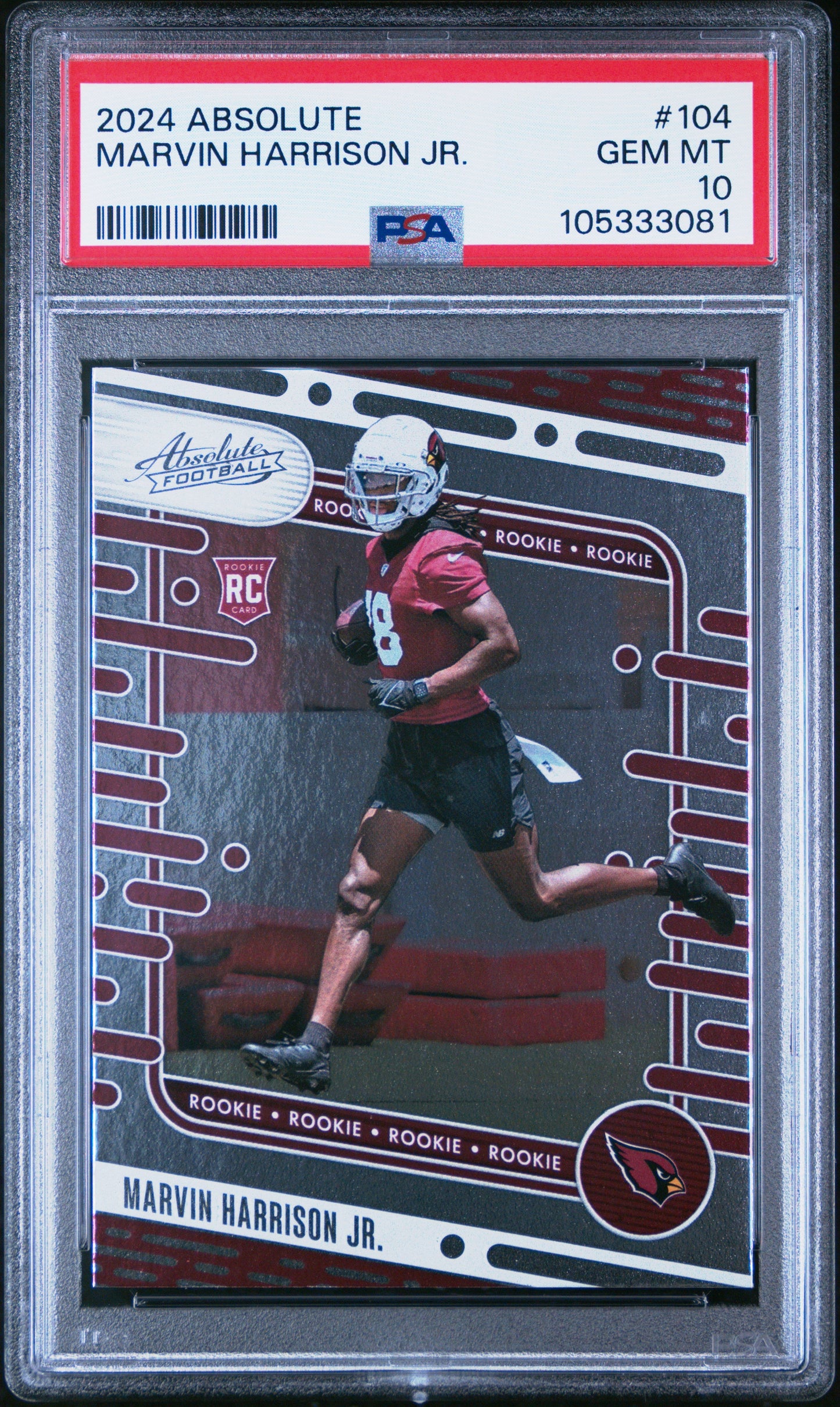Graded 2024 Panini Absolute Marvin Harrison Jr #104 Rookie RC Football Card PSA 10 Gem Mint