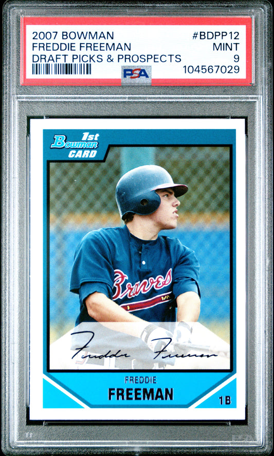 Graded 2007 Bowman Draft Picks & Prospects Freddie Freeman #BDPP12 Rookie RC Baseball Card PSA 9 Mint