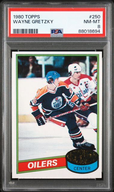 Graded 1980 Topps Wayne Gretzky #250 2nd Year Hockey Card PSA 8 NM-MT