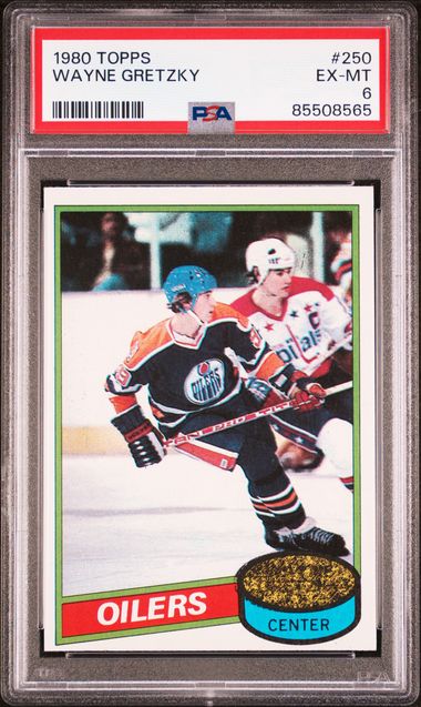 Graded 1980 Topps Wayne Gretzky #250 2nd Year Hockey Card PSA 6 EX-MT