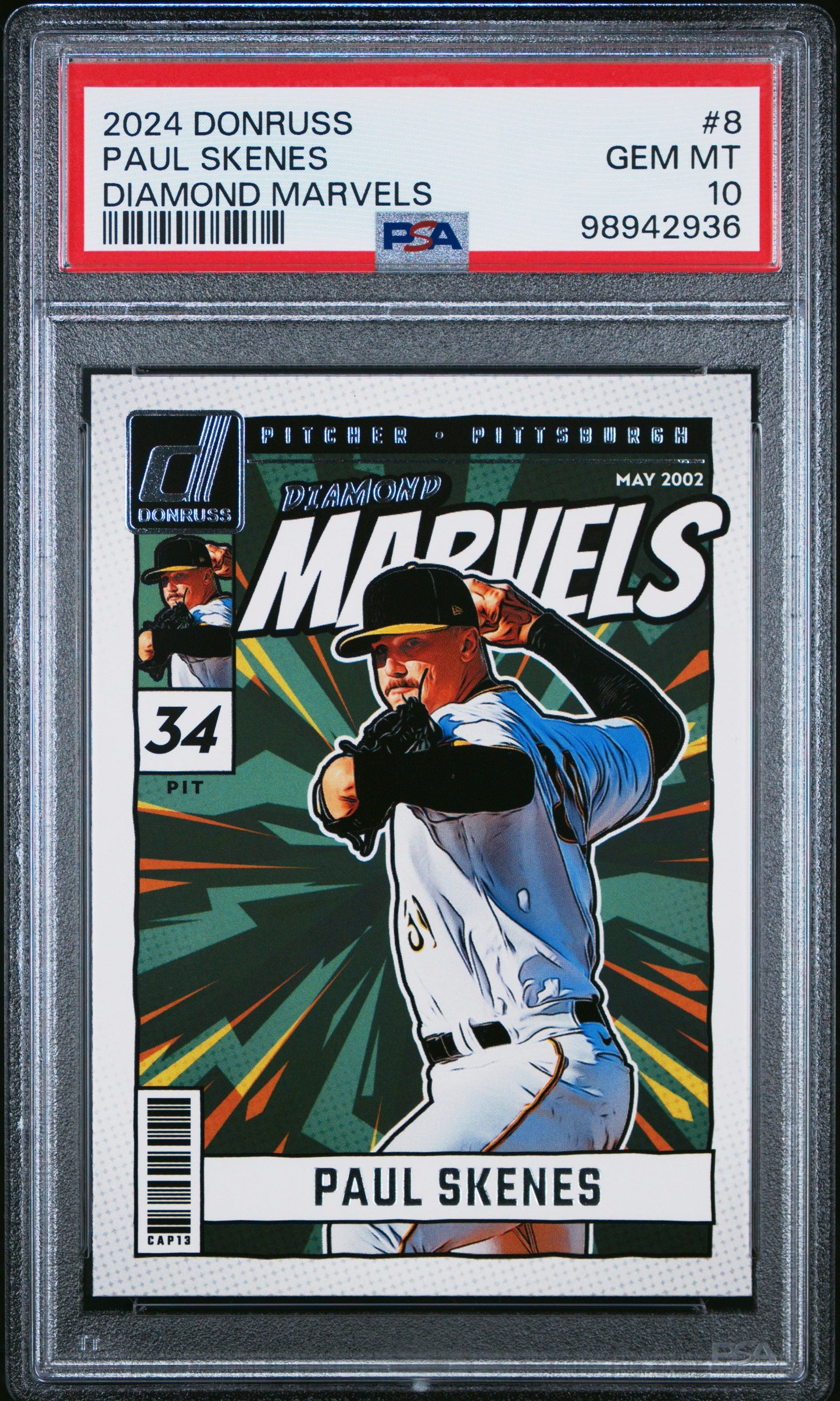 Graded 2024 Panini Donruss Paul Skenes #8 Diamond Marvels Rookie RC Baseball Card PSA 10 Gem Mint