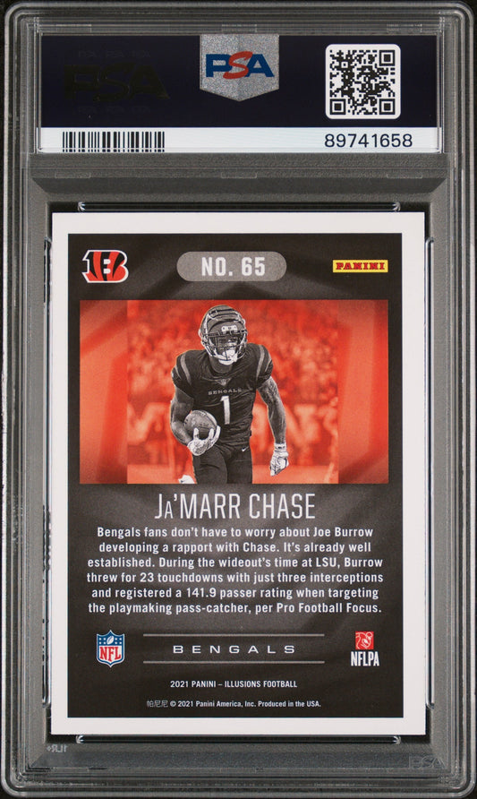 Graded 2021 Panini Illusions Ja'Marr Chase #65 Retail Rookie RC Football Card PSA 10 Gem Mint