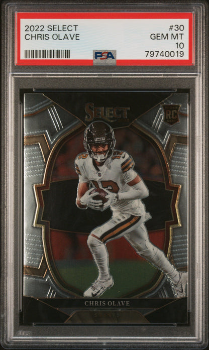 Graded 2022 Panini Select Chris Olave #30 Rookie RC Football Card PSA 10 Gem Mint