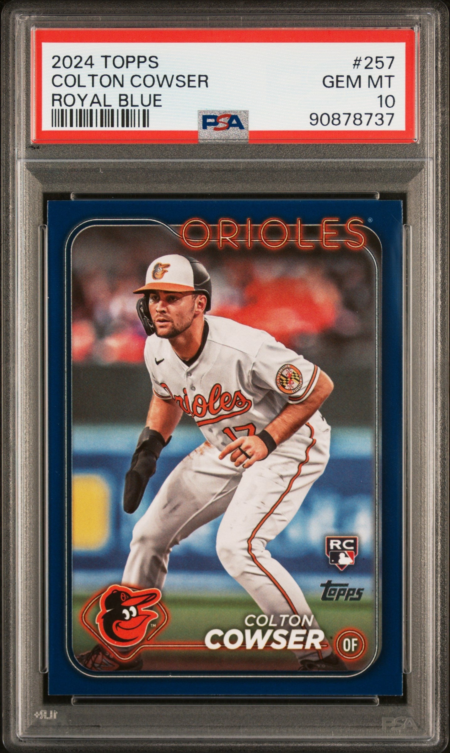 Graded 2024 Topps Colton Cowser #257 Royal Blue Rookie RC Baseball Card PSA 10 Gem Mint