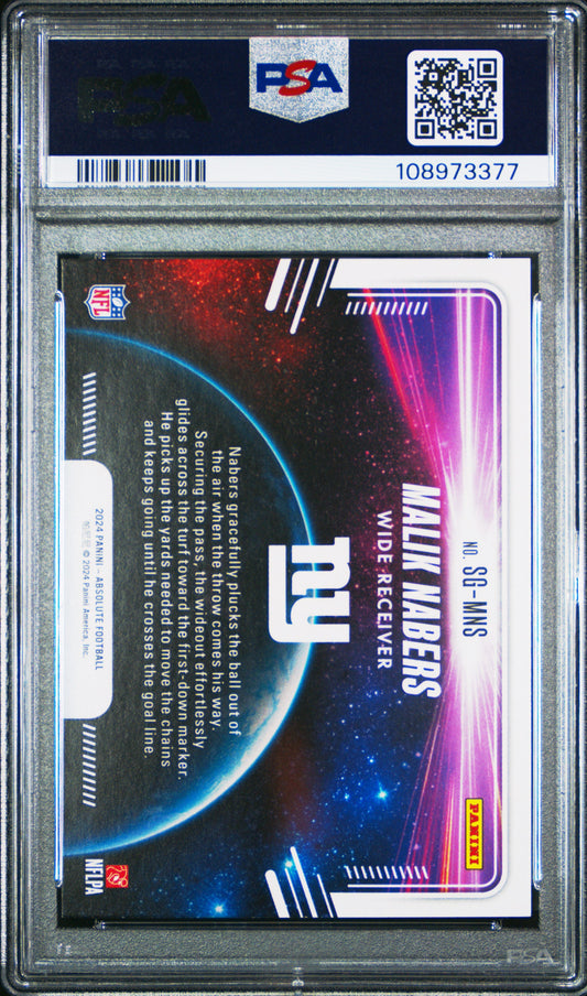 Graded 2024 Panini Absolute Malik Nabers #SGMNS Star Gazing Rookie RC Football Card PSA 10 Gem Mint