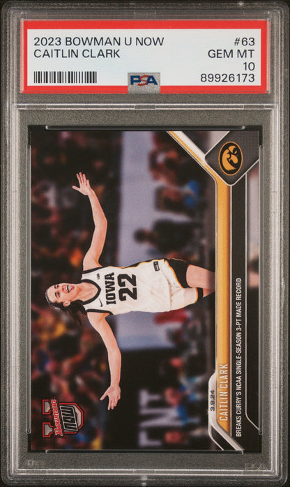 Graded 2023 Topps Bowman U Now Caitlin Clark #63 Rookie RC Basketball Card PSA 10 Gem Mint