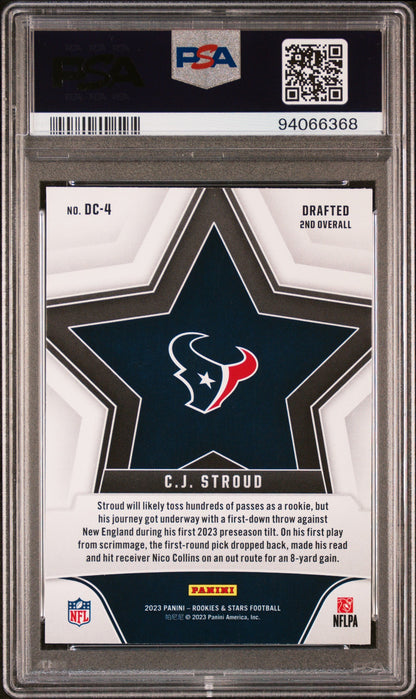 Graded 2023 Panini Rookies & Stars CJ Stroud #DC4 Draft Class Rookie RC Football Card PSA 10 Gem Mint