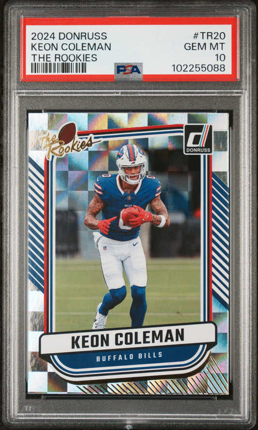Graded 2024 Panini Donruss Keon Coleman #TR20 The Rookies Rookie RC Football Card PSA 10 Gem Mint