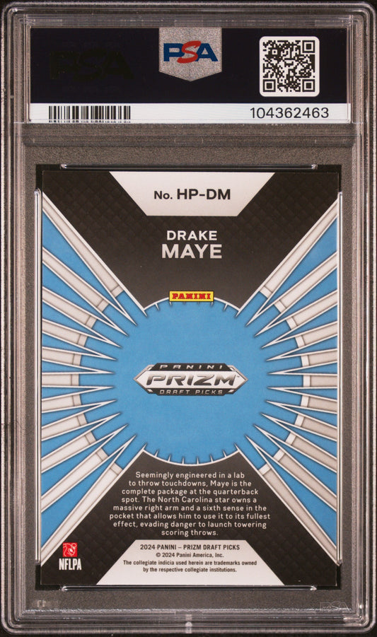 Graded 2024 Panini Prizm Draft Picks Drake Maye #HPDM Hype Rookie RC Football Card PSA 10 Gem Mint
