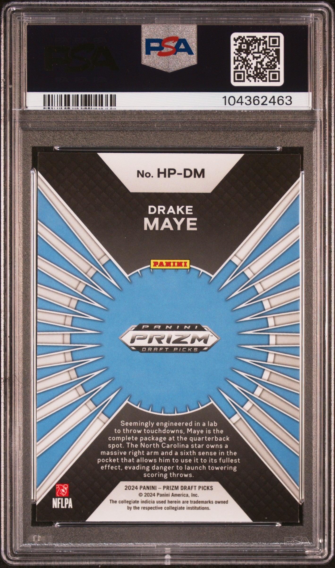 Graded 2024 Panini Prizm Draft Picks Drake Maye #HPDM Hype Rookie RC Football Card PSA 10 Gem Mint