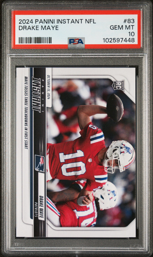 Graded 2024 Panini Instant NFL Drake Maye #83 Rookie RC Football Card PSA 10 Gem Mint