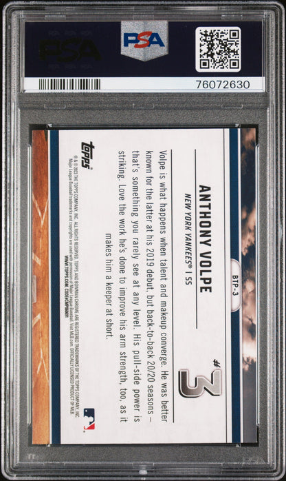 Graded 2023 Topps Bowman Anthony Volpe #BTP3 Scouts Top 100 Rookie RC Baseball Card PSA 10 Gem Mint