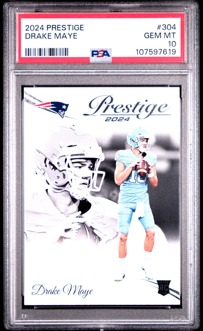 Graded 2024 Panini Prestige Drake Maye #304 Rookie RC Football Card PSA 10 Gem Mint
