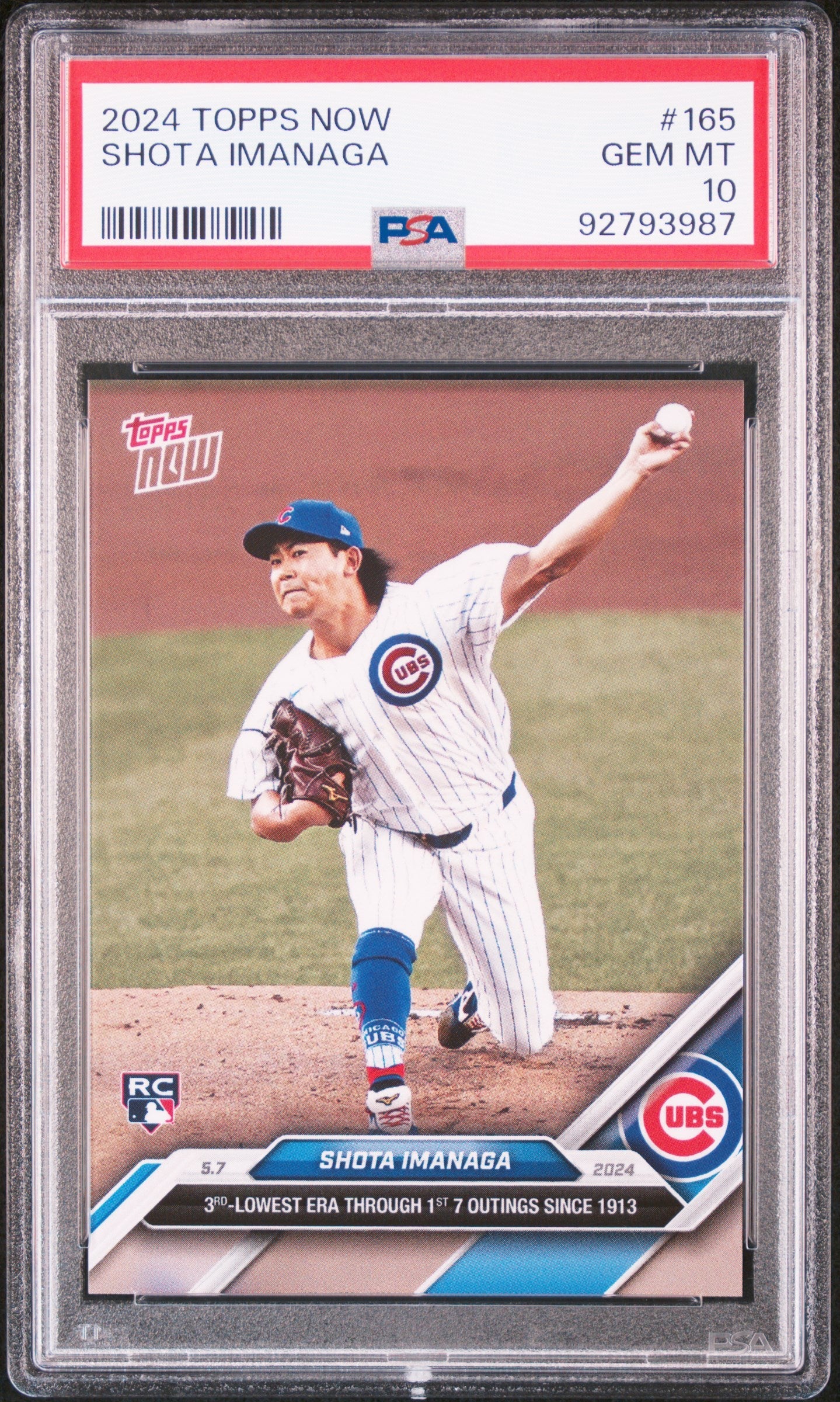 Graded 2024 Topps Now Shota Imanaga #165 Rookie RC Baseball Card PSA 10 Gem Mint