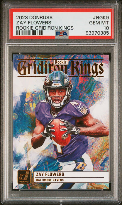 Graded 2023 Panini Donruss Zay Flowers #RGK9 Rookie Gridiron Kings Rookie RC Football Card PSA 10 Gem Mint