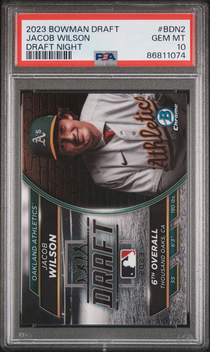 Graded 2023 Topps Bowman Draft Jacob Wilson #BDN2 Draft Night Rookie RC Baseball Card PSA 10 Gem Mint