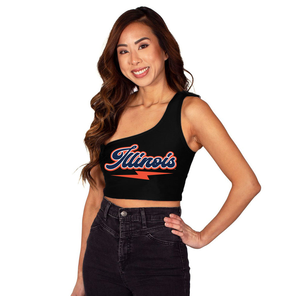 Illinois Fighting Illini Lightning One Shoulder Top
