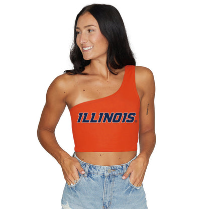 Illinois Fighting Illini Orange One Shoulder Top