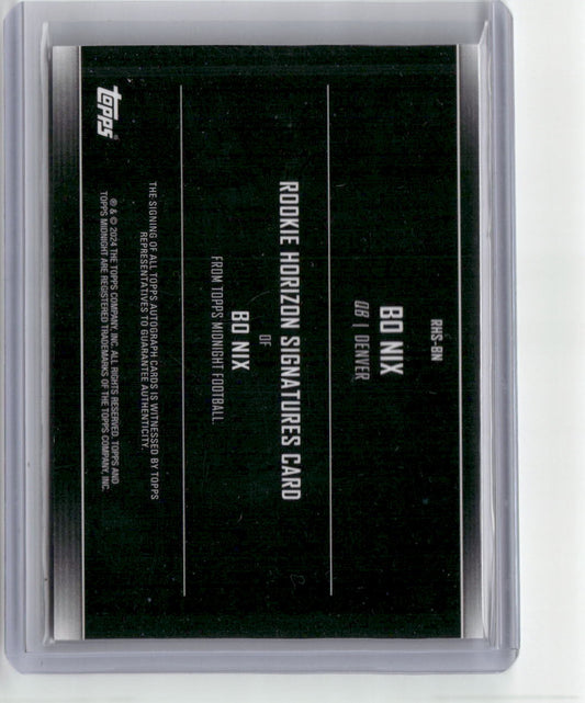 2024 Topps Midnight Rookie Horizons Bo Nix #RHS-BN Autograph Denver Broncos Rookie RC Football Card