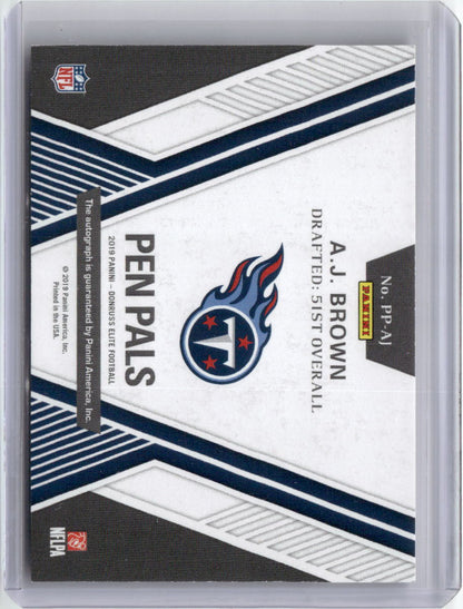 2019 Panini Donruss Elite Pen Pals AJ Brown #PP-AJ Autograph Rookie RC Football Card