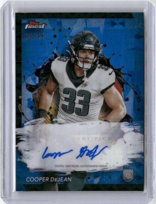 2024 Topps Finest Blue Refractor Cooper DeJean #RFA-CD /99 Auto Rookie RC Football Card
