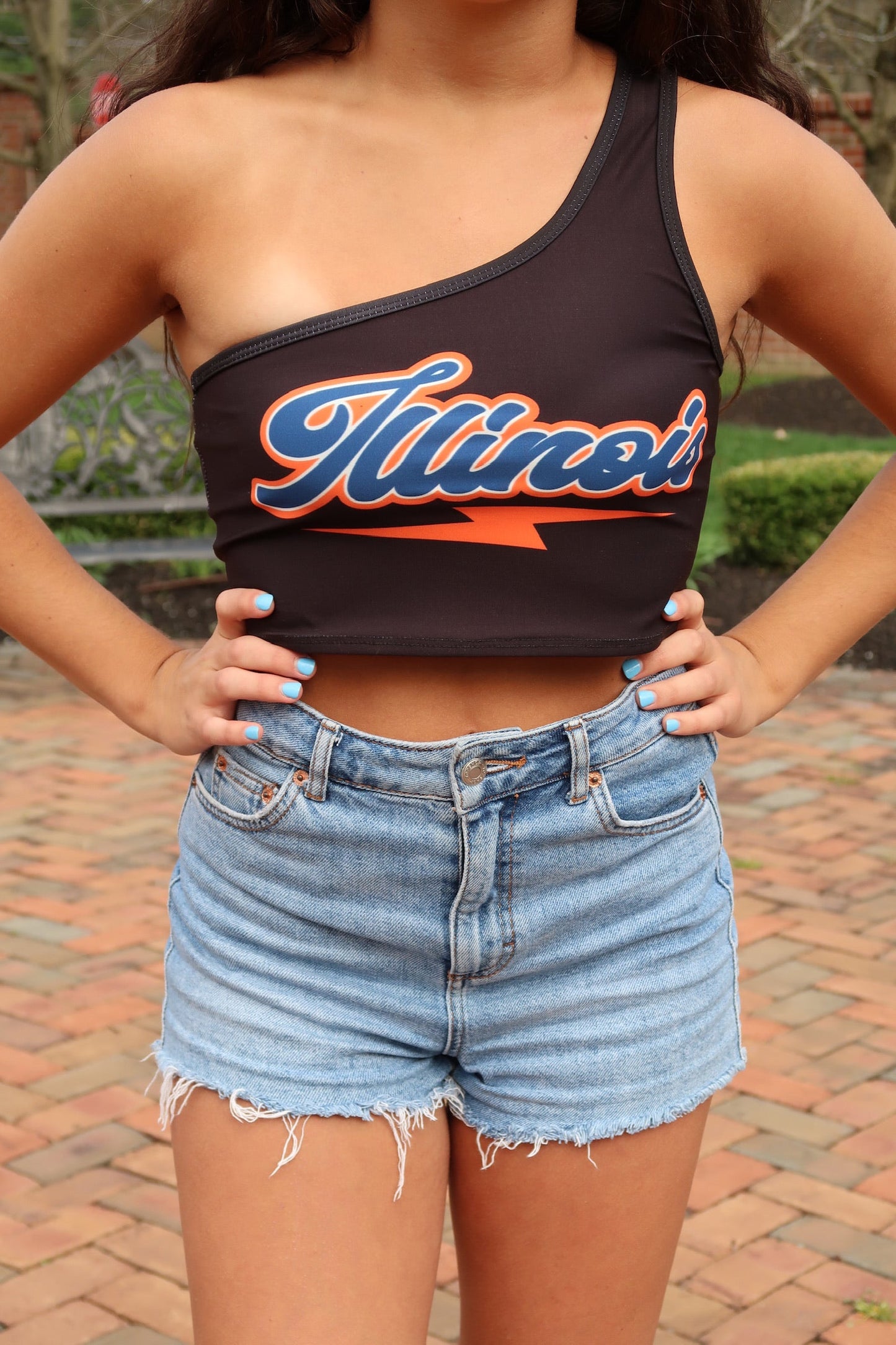 Illinois Fighting Illini Lightning One Shoulder Top