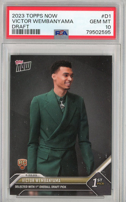 Graded 2023 Topps Now Victor Wembanyama #D1 Draft Rookie RC Basketball Card PSA 10 Gem Mint