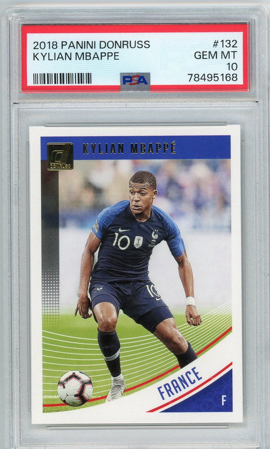 Graded 2018 Panini Donruss Kylian Mbappe #132 Soccer Card PSA 10 Gem Mint