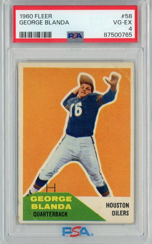 Graded 1960 Fleer George Blanda #58 Football Card PSA 4 VG-EX