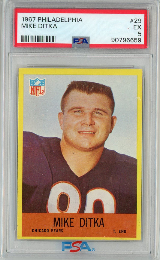 Graded 1967 Philadelphia Mike Ditka #29 Football Card PSA 5 Excellent