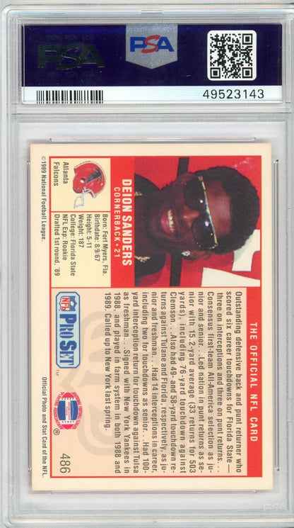 Graded 1989 Pro Set Deion Sanders #486 Rookie RC Football Card PSA 10 Gem Mint