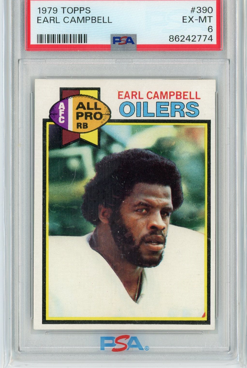 Graded 1979 Topps Earl Campbell #390 Rookie RC Football Card PSA 6 EX-MT