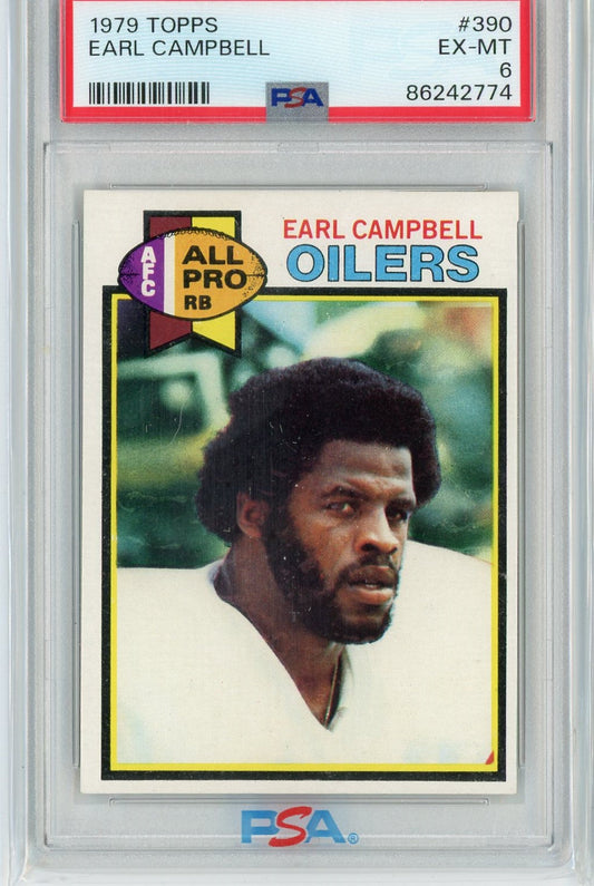 Graded 1979 Topps Earl Campbell #390 Rookie RC Football Card PSA 6 EX-MT