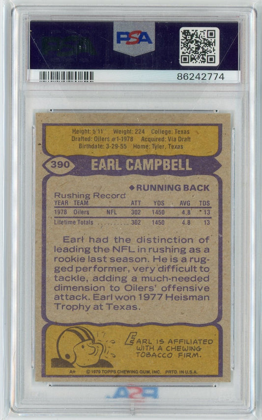 Graded 1979 Topps Earl Campbell #390 Rookie RC Football Card PSA 6 EX-MT