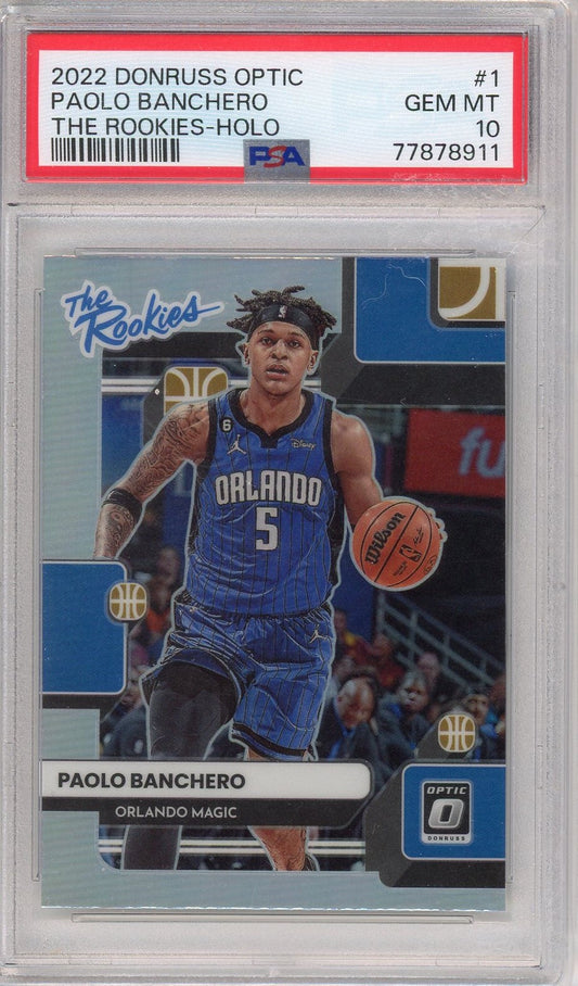 Graded 2022 Panini Donruss Optic Paolo Banchero #1 Rookies Holo Rookie RC Basketball Card PSA 10 Gem Mint