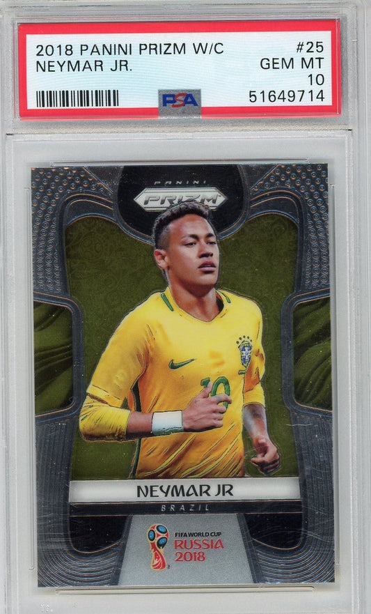 Graded 2018 Panini Prizm W/C Neymar Jr. #25 Soccer Card PSA 10 Gem Mint