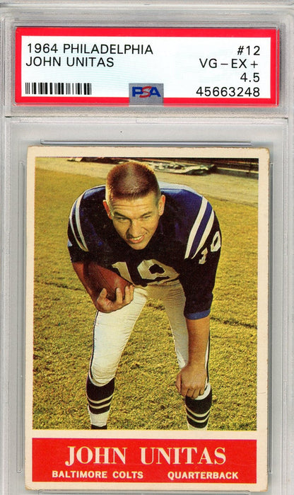 Graded 1964 Philadelphia John Johnny Unitas #12 Football Card PSA 4.5 VG-EX+