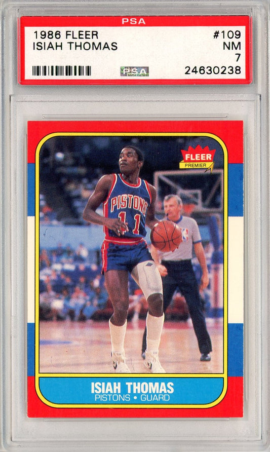 Graded 1986 Fleer Isiah Thomas #109 Rookie RC Basketball Card PSA 7 Near Mint