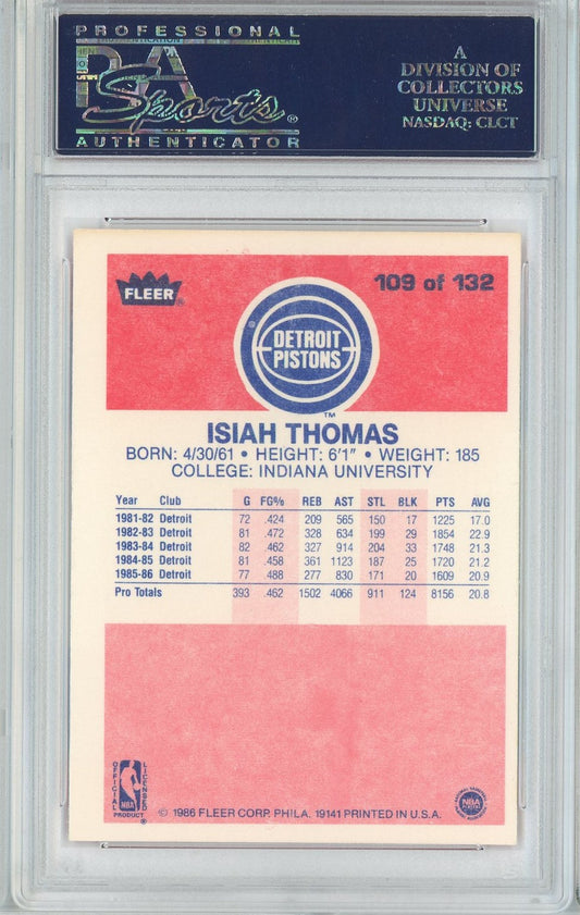 Graded 1986 Fleer Isiah Thomas #109 Rookie RC Basketball Card PSA 7 Near Mint